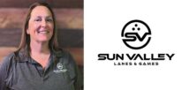 Jen Miseno with the Sun Valley Lanes logo.